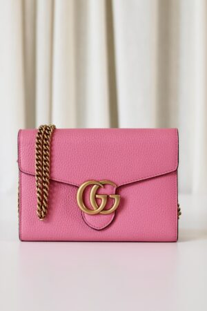 Gucci Marmont wallet on chain pink