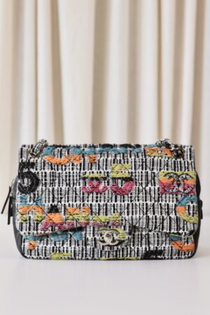 Chanel tweed single flap bag