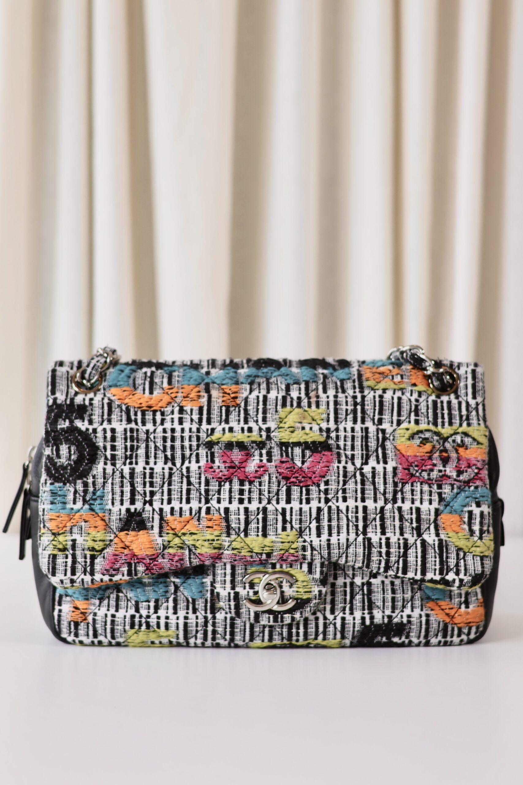 Chanel tweed single flap bag