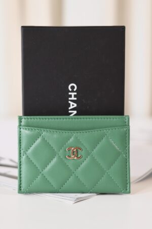 Chanel card holder green