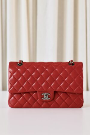 Chanel classic medium double flap bag red