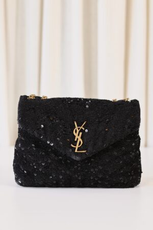Saint Laurent Loulou small black sequin