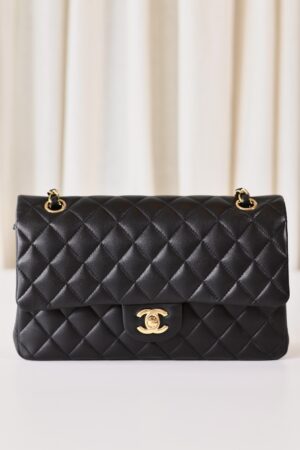 Chanel classic medium double flap bag black