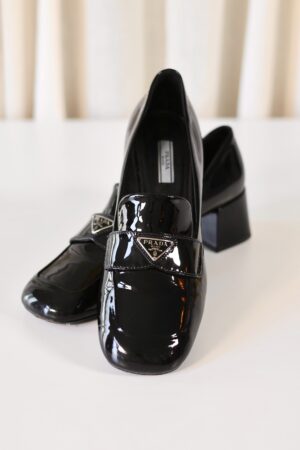 Prada black patent heels