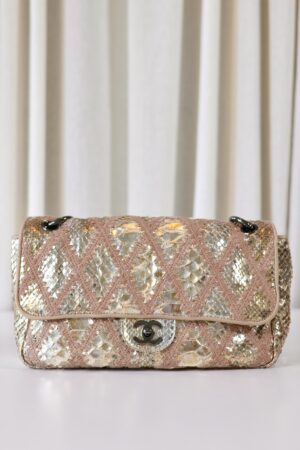 Chanel python single flap bag metallic