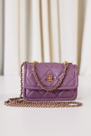 Chanel micro flap bag purple